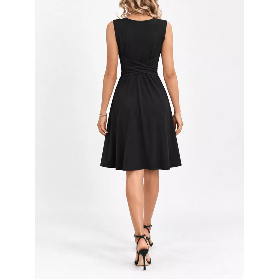Full Size Ruched Front Midi Dress Plus Apparel and Accessories