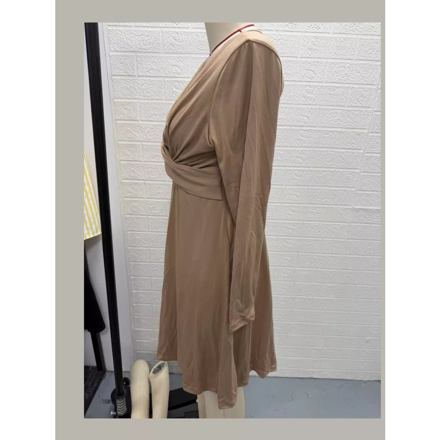 Full Size Ruched Front Midi Dress Plus Apparel and Accessories