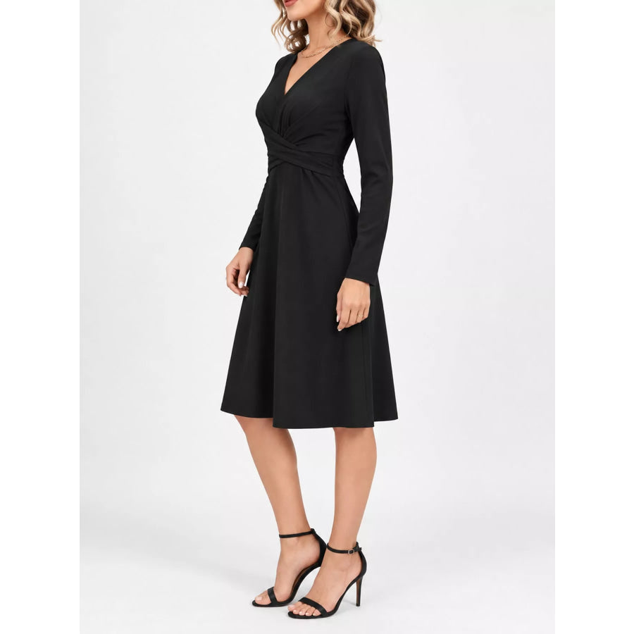 Full Size Ruched Front Midi Dress Plus Apparel and Accessories