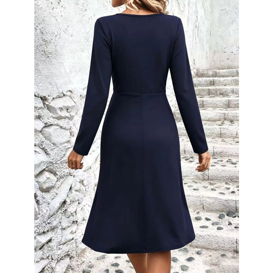 Full Size Ruched Front Midi Dress Plus Apparel and Accessories