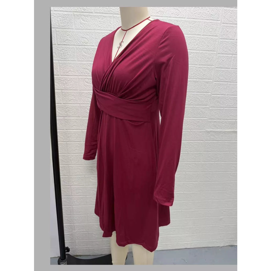 Full Size Ruched Front Midi Dress Plus Apparel and Accessories