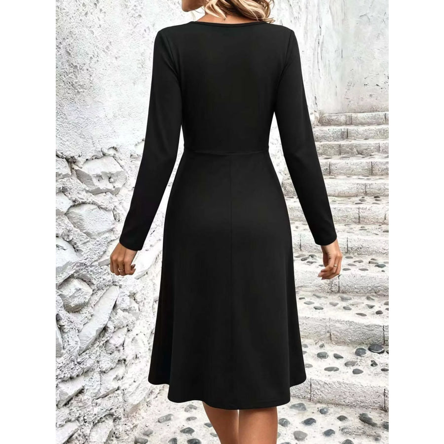 Full Size Ruched Front Midi Dress Plus Apparel and Accessories