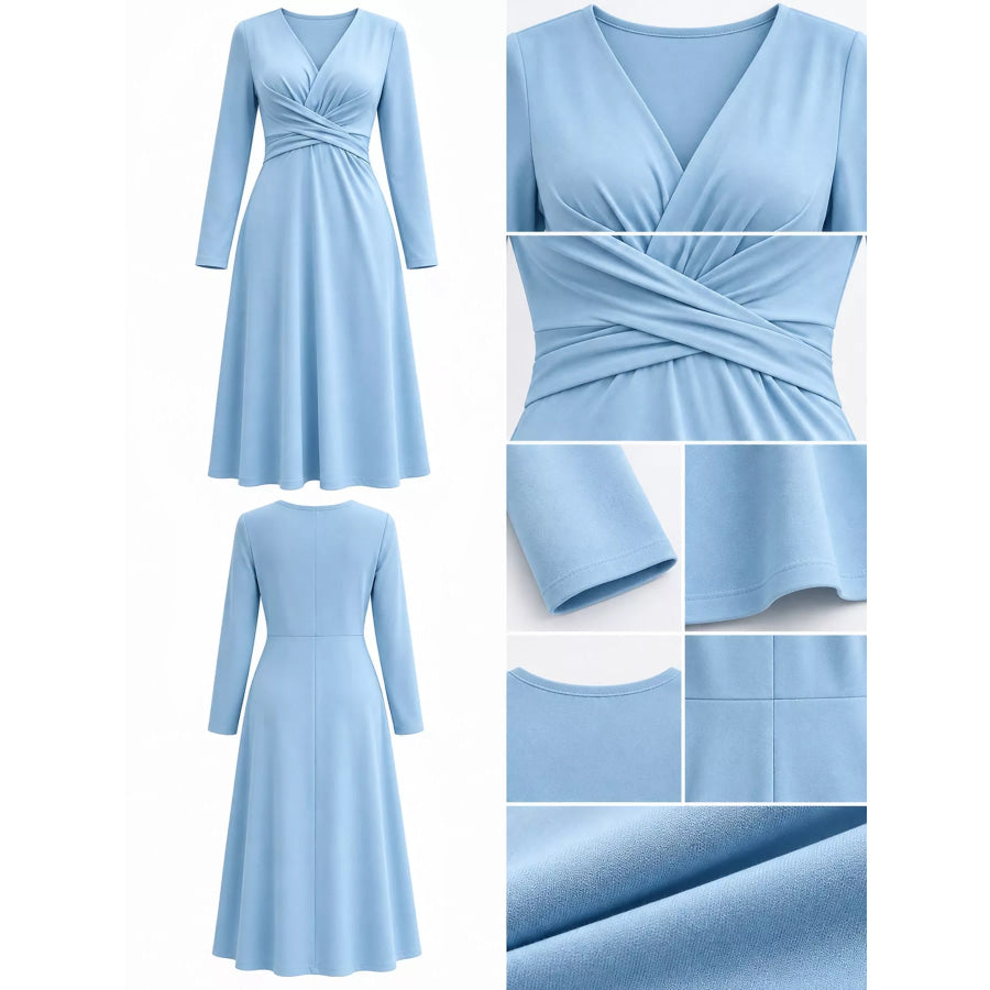 Full Size Ruched Front Midi Dress Plus Apparel and Accessories