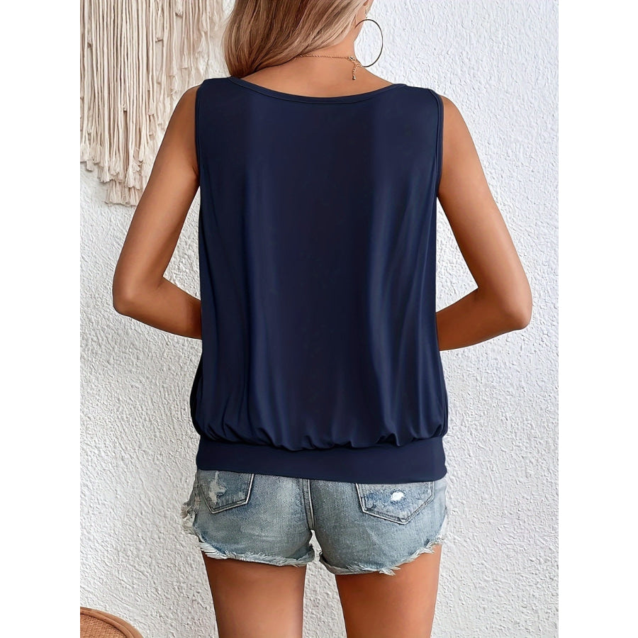 Full Size Ruched Scoop Neck Tank Dark Navy / S Apparel and Accessories