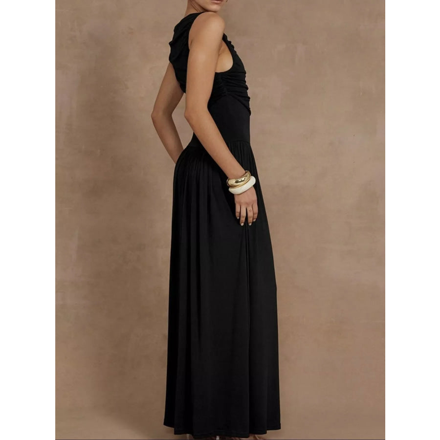 Full Size Ruched Sleeveless Maxi Dress Plus Size Apparel and Accessories