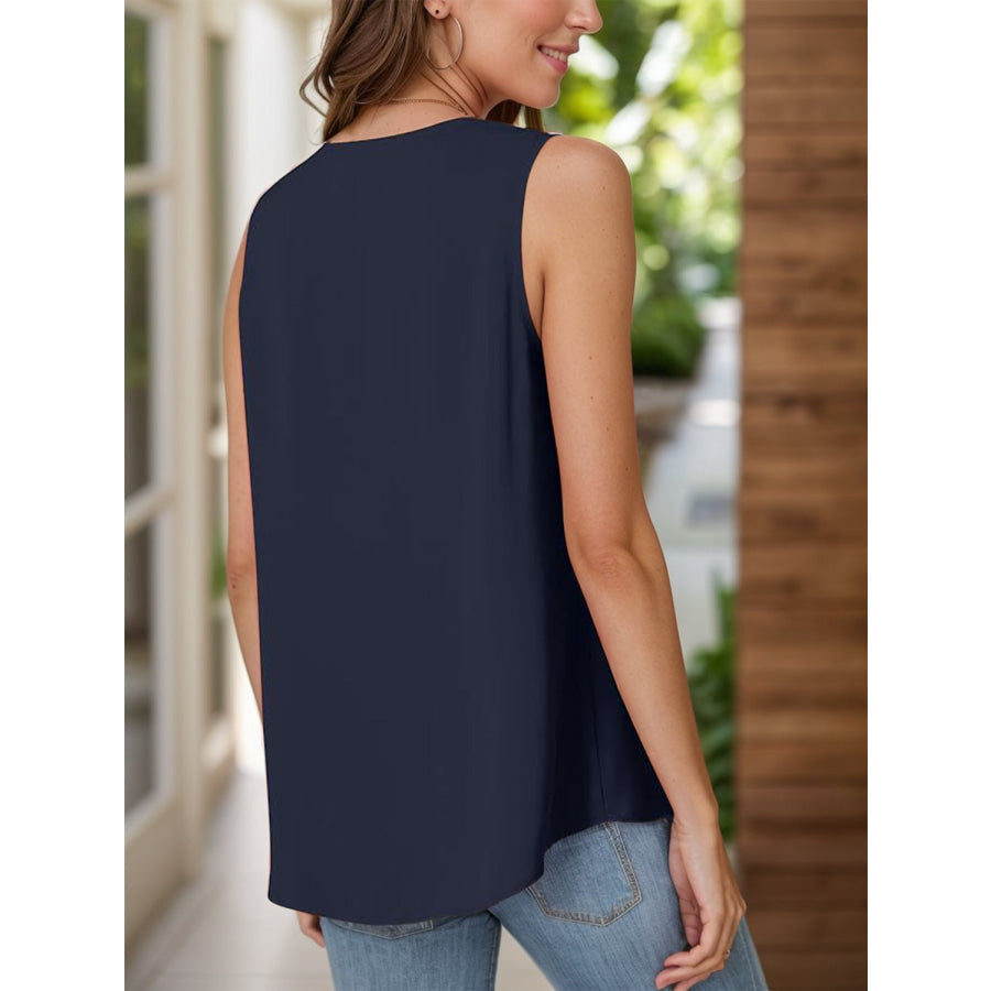 Full Size Ruched V-Neck Tank Apparel and Accessories