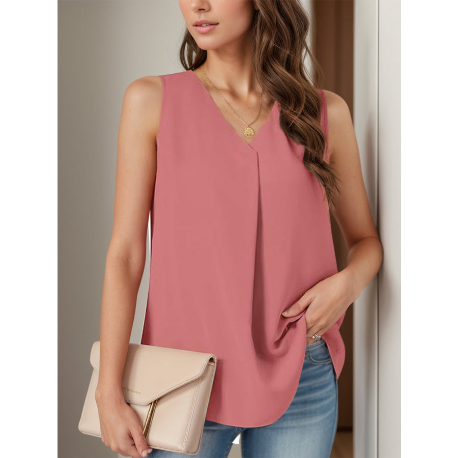 Full Size Ruched V-Neck Tank Apparel and Accessories