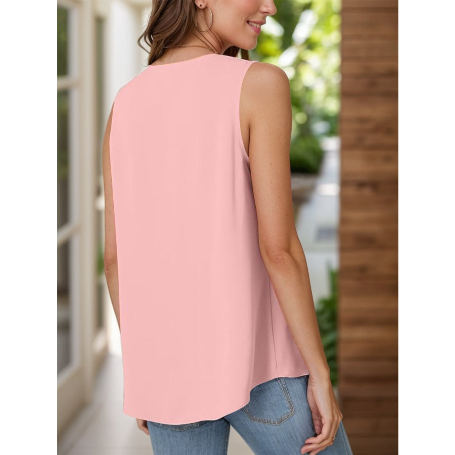 Full Size Ruched V-Neck Tank Blush Pink / S Apparel and Accessories