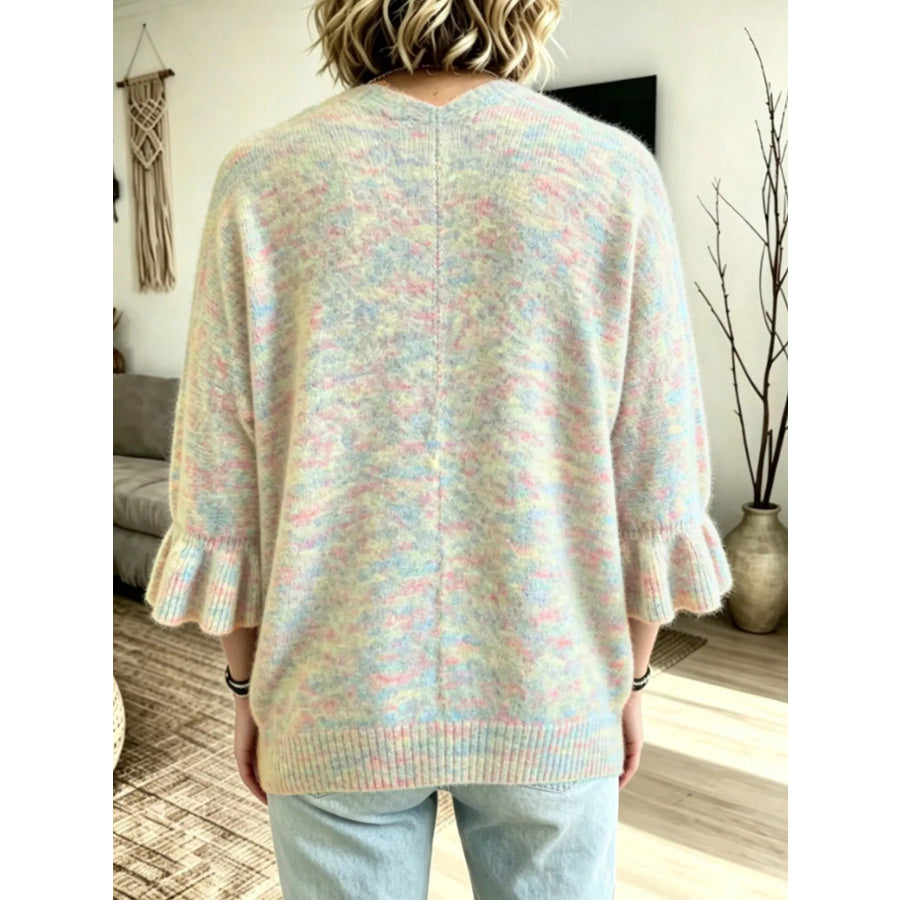 Full Size Ruffle Sleeve Open-Front Cardigan Plus Size Apparel and Accessories