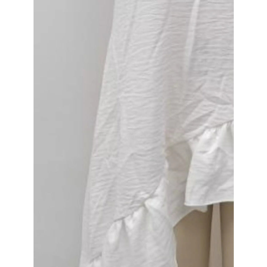 Full Size Ruffled Asymmetrical Hem V-Neck Sleeveless Dress Plus Size Apparel and Accessories