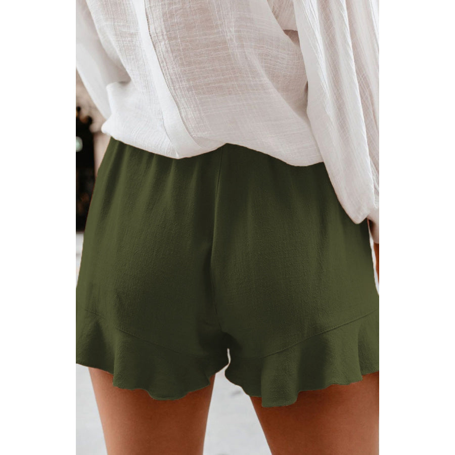 Full Size Ruffled Elastic Waist Shorts Apparel and Accessories