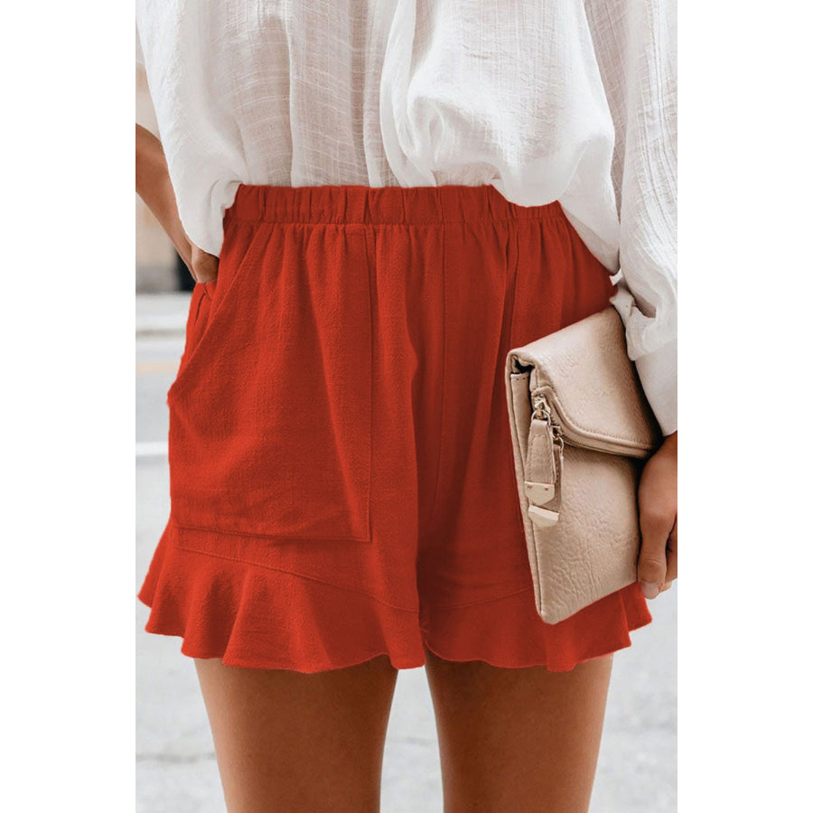 Full Size Ruffled Elastic Waist Shorts Apparel and Accessories
