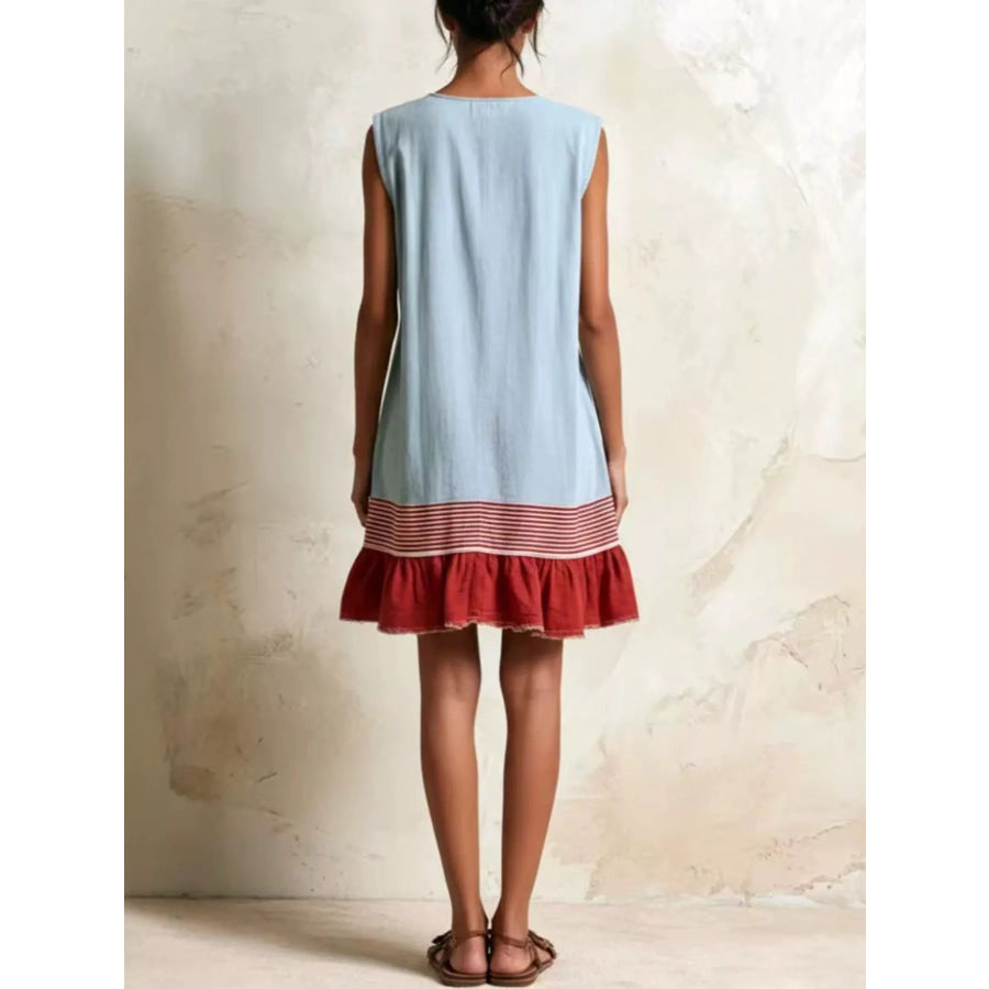 Full Size Ruffled Hem Sleeveless Mini Dress Plus Size Apparel and Accessories