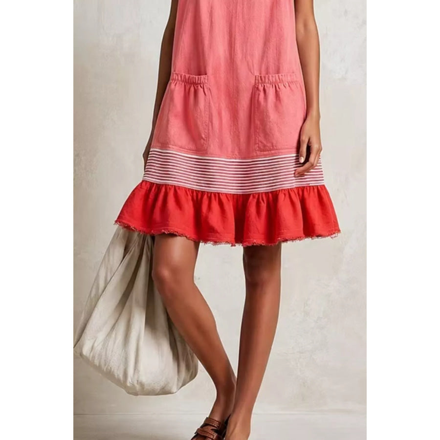 Full Size Ruffled Hem Sleeveless Mini Dress Plus Size Apparel and Accessories
