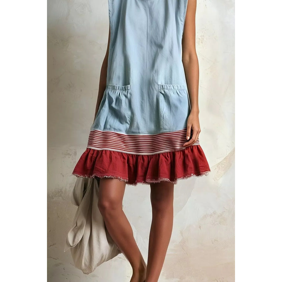Full Size Ruffled Hem Sleeveless Mini Dress Plus Size Apparel and Accessories