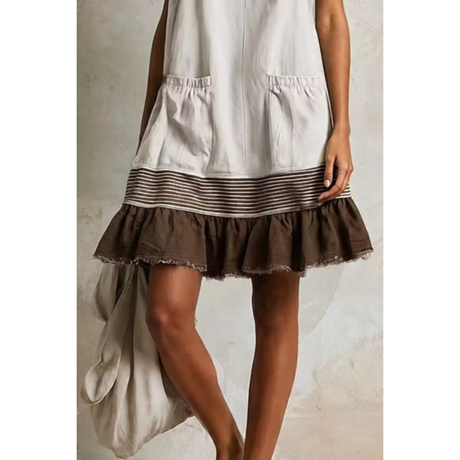 Full Size Ruffled Hem Sleeveless Mini Dress Plus Size Apparel and Accessories