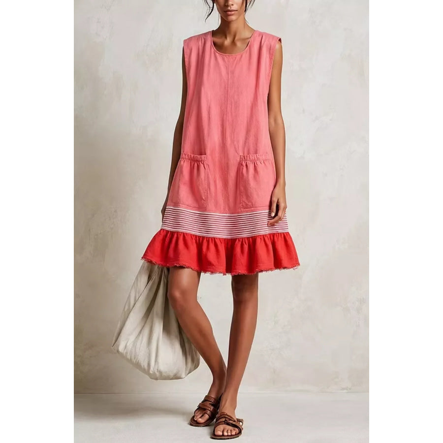 Full Size Ruffled Hem Sleeveless Mini Dress Plus Size Burnt Coral / S Apparel and Accessories