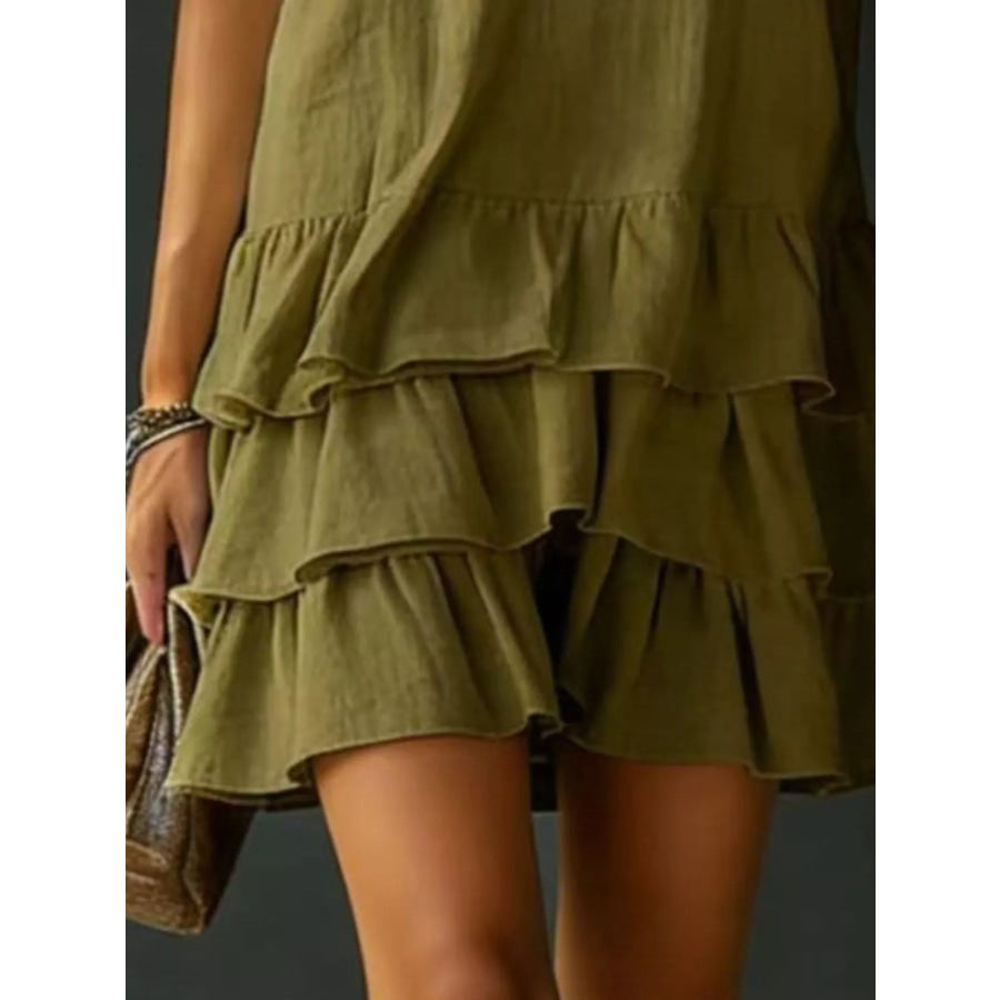 Full Size Ruffled Hem V-Neck Sleeveless Dress Plus Size Apparel and Accessories
