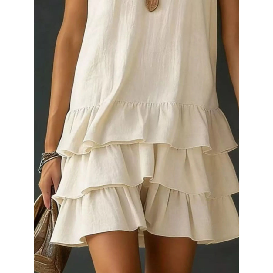 Full Size Ruffled Hem V-Neck Sleeveless Dress Plus Size Apparel and Accessories