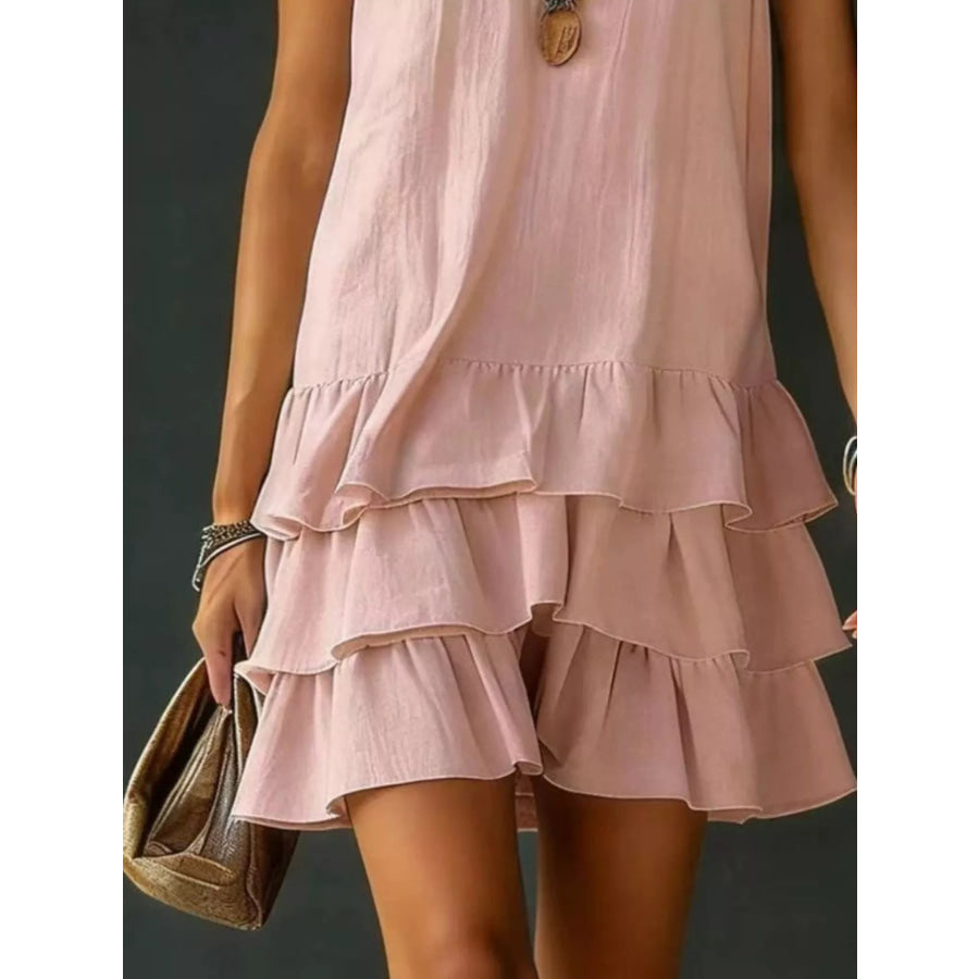 Full Size Ruffled Hem V-Neck Sleeveless Dress Plus Size Apparel and Accessories