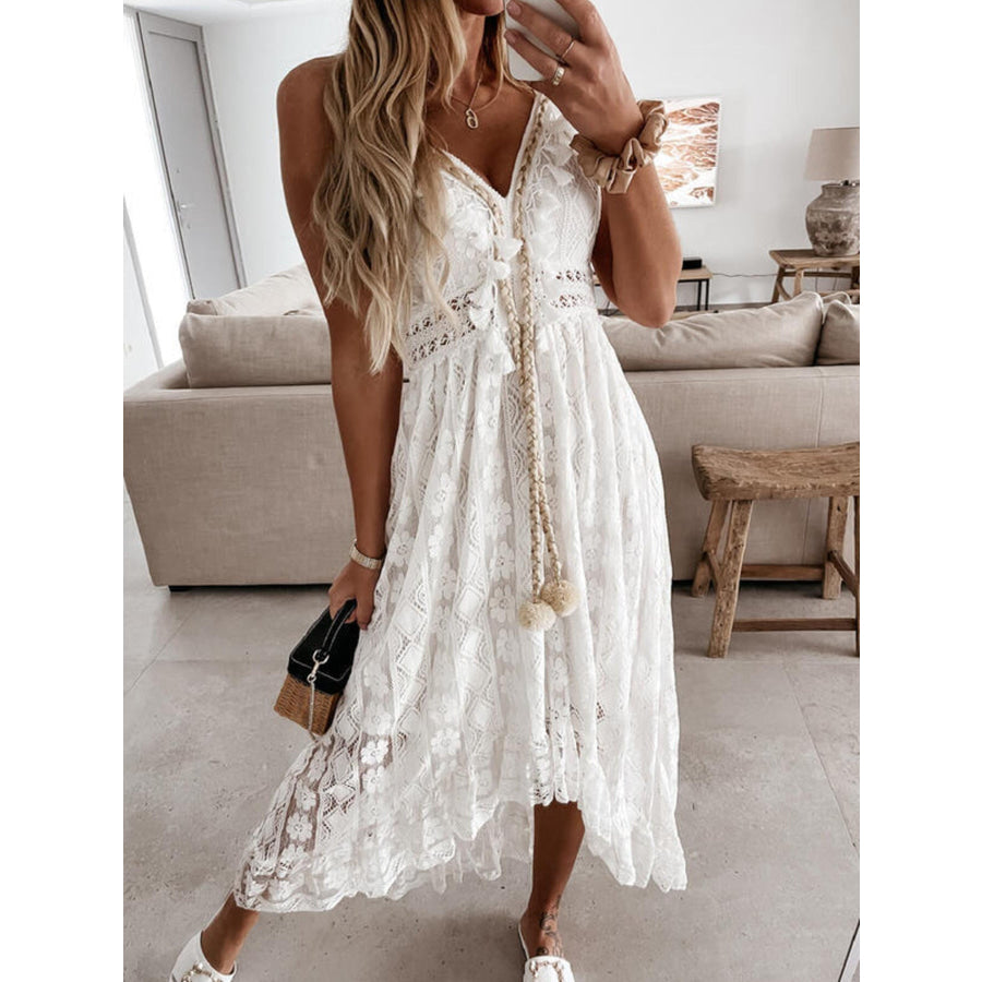 Full Size Ruffled Lace V-Neck Maxi Dress Plus Size Apparel and Accessories