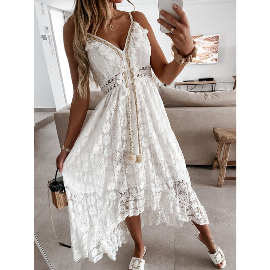 Full Size Ruffled Lace V-Neck Maxi Dress Plus Size Apparel and Accessories