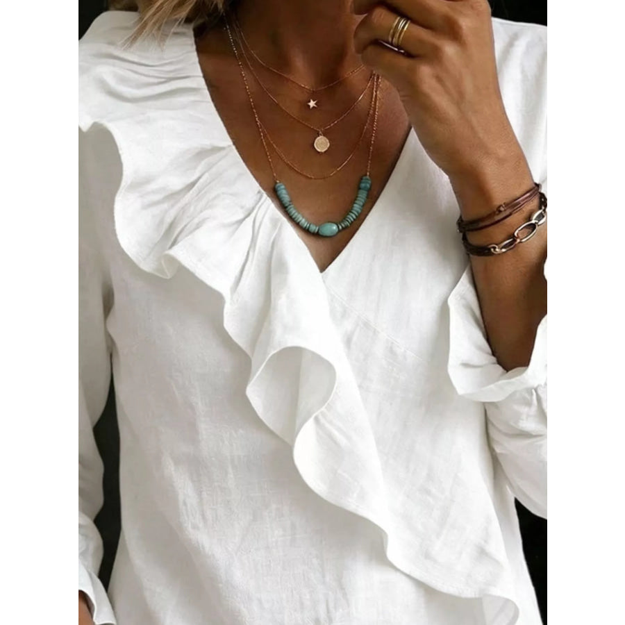 Full Size Ruffled Long Sleeve Blouse Plus Size Apparel and Accessories
