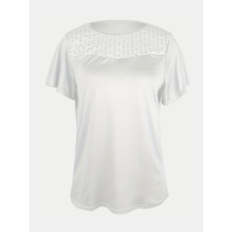 Full Size Ruffled Round Neck Short Sleeve Blouse Apparel and Accessories