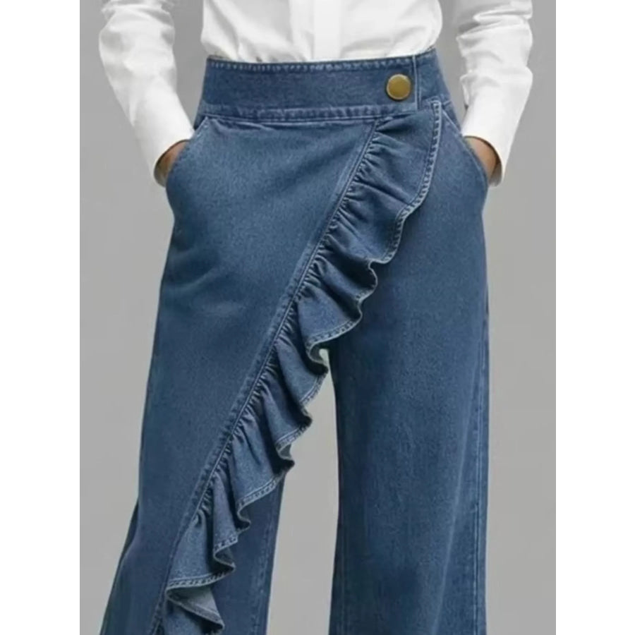 Full Size Ruffled Wide-Leg Pants Plus Apparel and Accessories