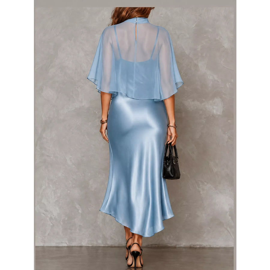 Full Size Satin Cami Dress and Sheer Cover Up Set Plus Apparel Accessories