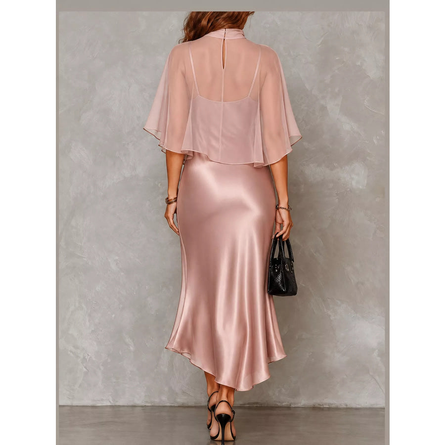 Full Size Satin Cami Dress and Sheer Cover Up Set Plus Apparel Accessories