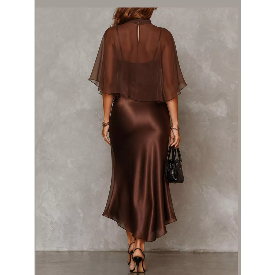 Full Size Satin Cami Dress and Sheer Cover Up Set Plus Apparel Accessories