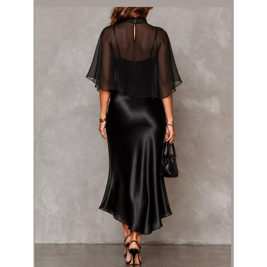 Full Size Satin Cami Dress and Sheer Cover Up Set Plus Apparel Accessories