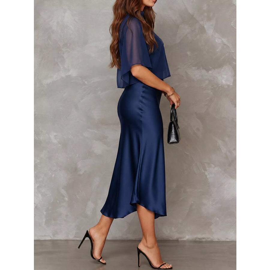 Full Size Satin Cami Dress and Sheer Cover Up Set Plus Apparel Accessories