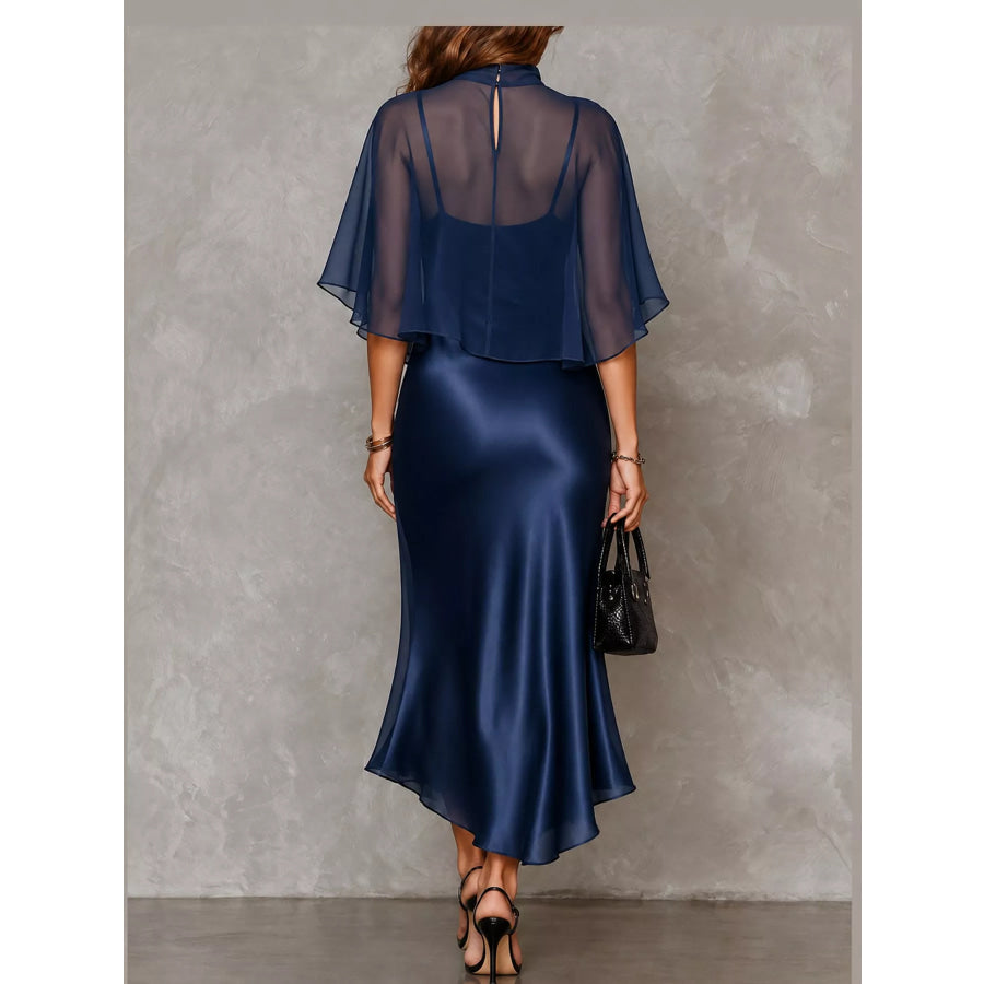 Full Size Satin Cami Dress and Sheer Cover Up Set Plus Apparel Accessories