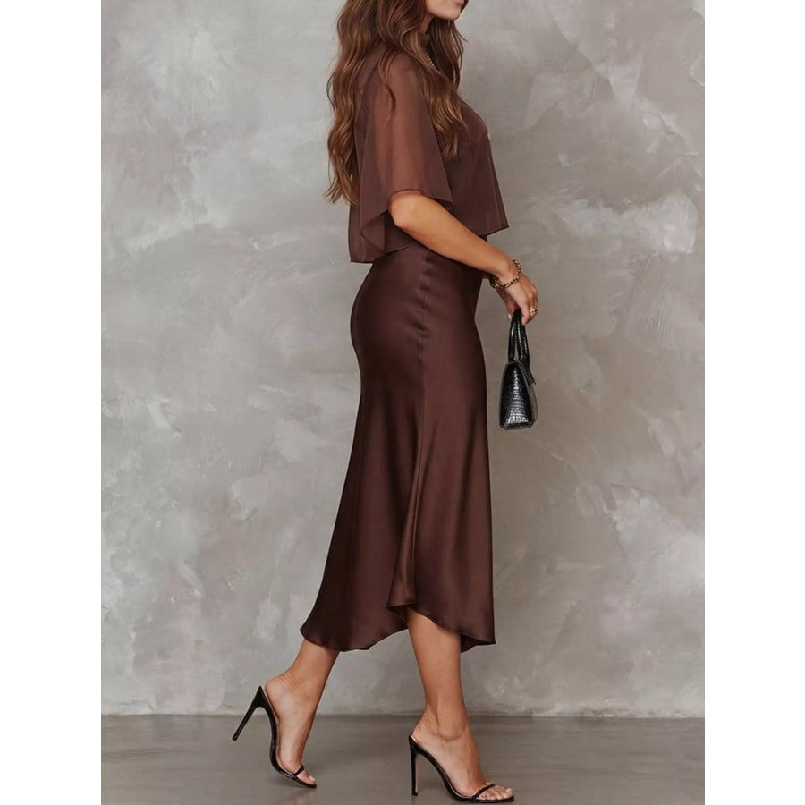 Full Size Satin Cami Dress and Sheer Cover Up Set Plus Apparel Accessories