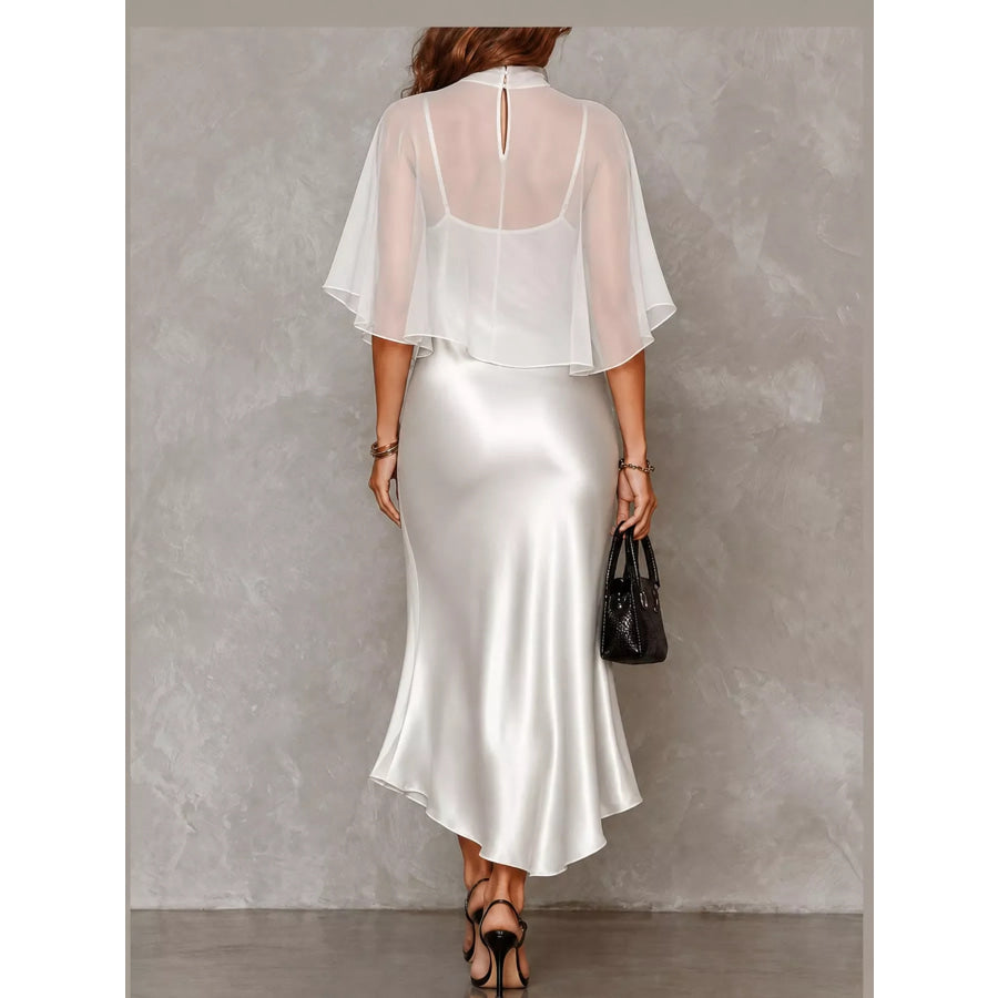 Full Size Satin Cami Dress and Sheer Cover Up Set Plus Apparel Accessories