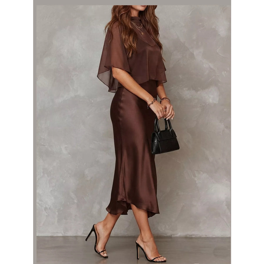 Full Size Satin Cami Dress and Sheer Cover Up Set Plus Apparel Accessories