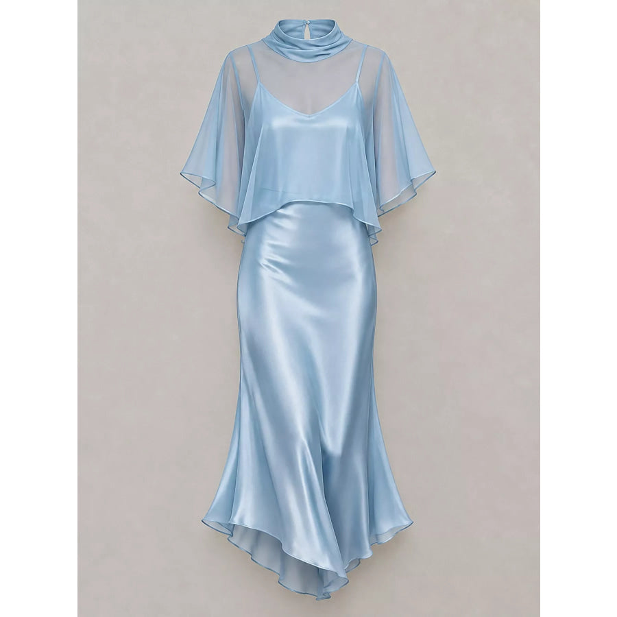 Full Size Satin Cami Dress and Sheer Cover Up Set Plus Apparel Accessories