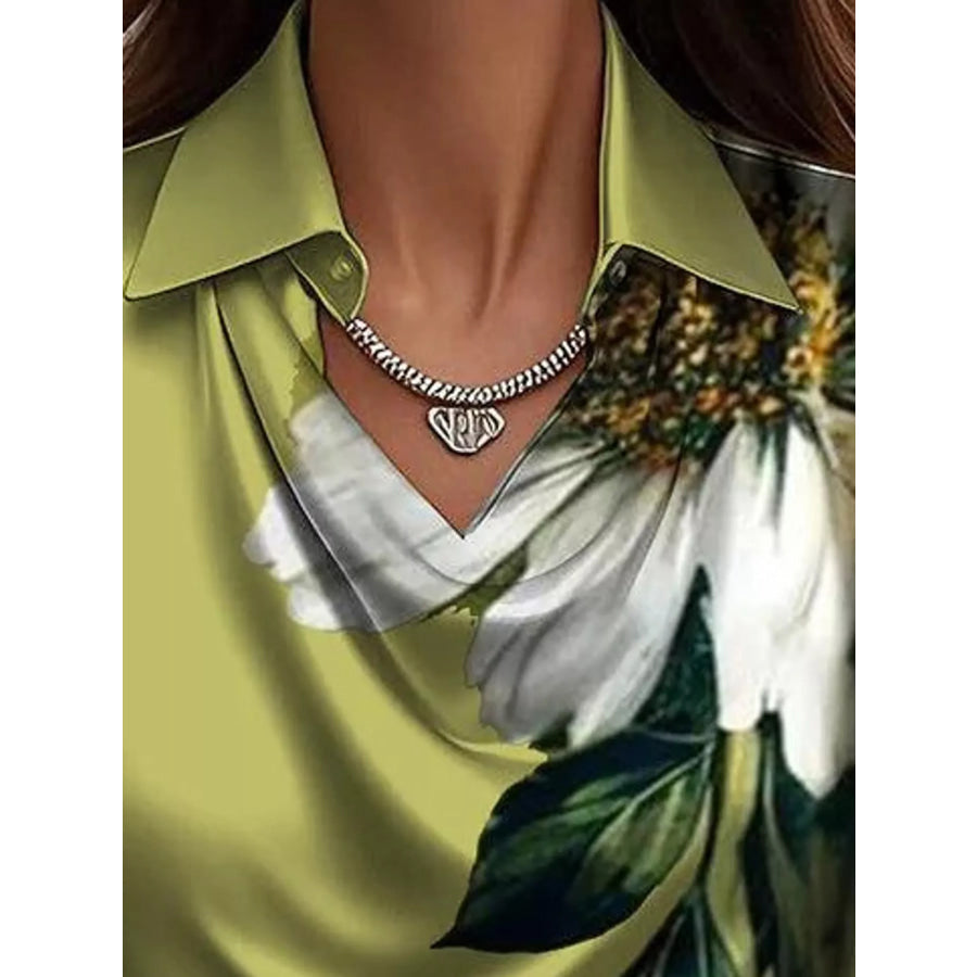 Full Size Satin Cowl Neck Blouse Plus Apparel and Accessories