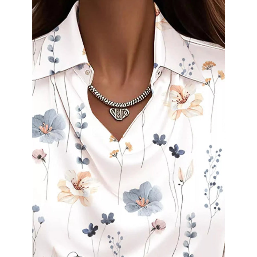 Full Size Satin Cowl Neck Blouse Plus Apparel and Accessories