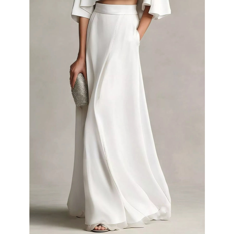 Full Size Satin Crop Top and Maxi Skirt Two-Piece Set Plus Apparel Accessories