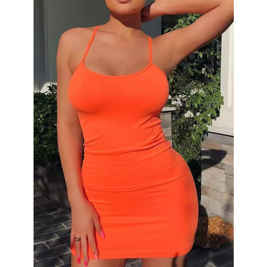 Full Size Scoop Neck Cami Dress Plus Orange / S Apparel and Accessories