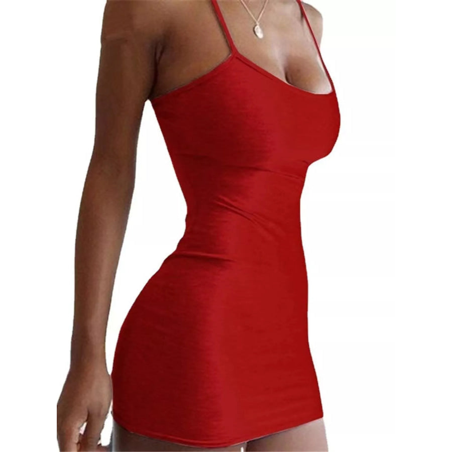 Full Size Scoop Neck Cami Dress Plus Red / S Apparel and Accessories