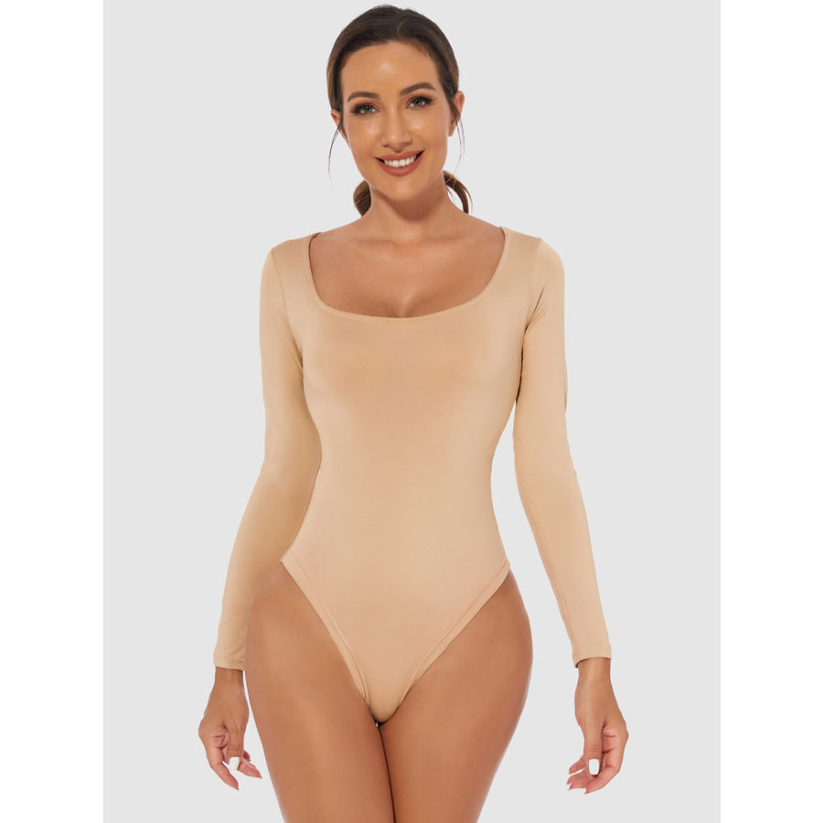 Full Size Scoop Neck Long Sleeve Bodysuit Apparel and Accessories