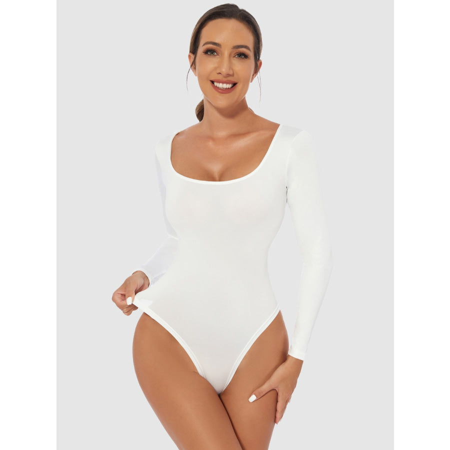 Full Size Scoop Neck Long Sleeve Bodysuit Apparel and Accessories