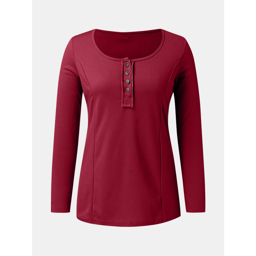Full Size Scoop Neck Long Sleeve T-Shirt Apparel and Accessories