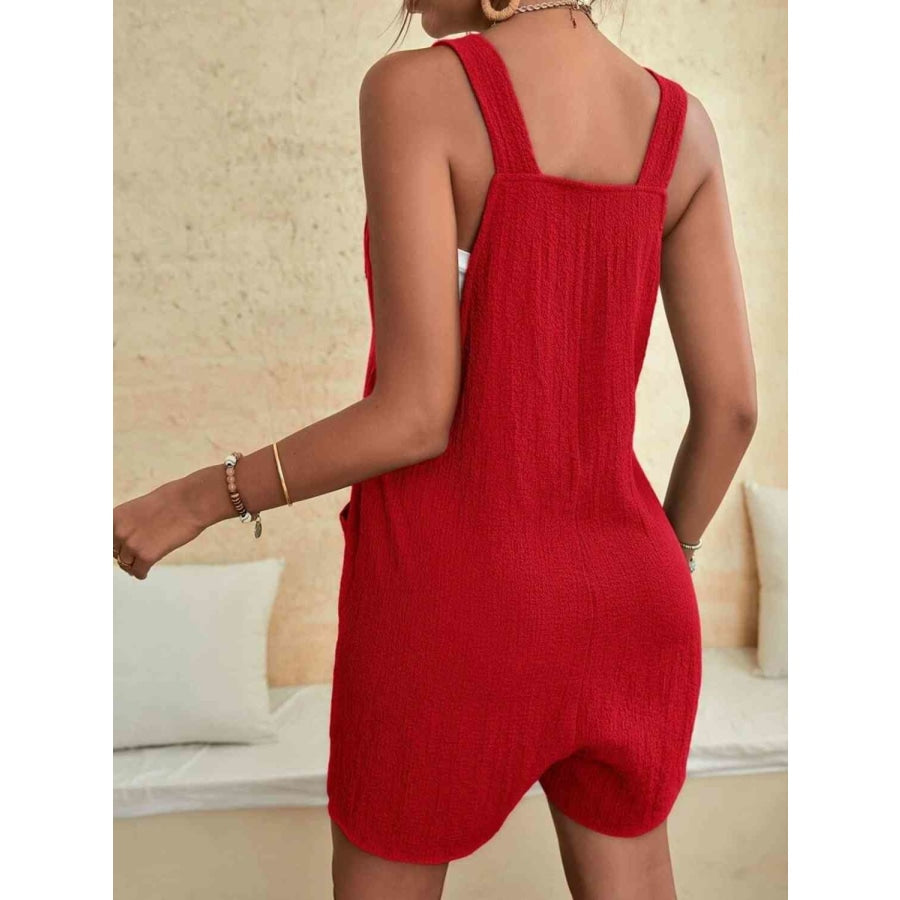 Full Size Scoop Neck Romper with Pockets