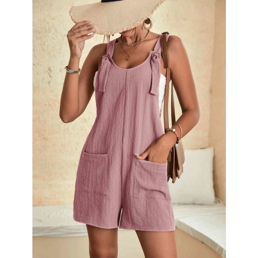 Full Size Scoop Neck Romper with Pockets