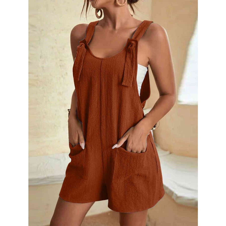 Full Size Scoop Neck Romper with Pockets